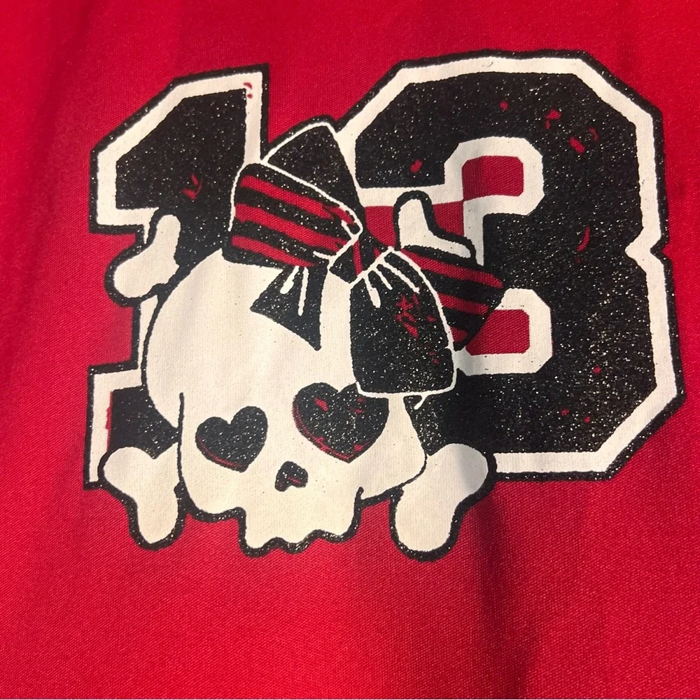 Spirit Halloween Zombie Cheerleader Red and Black Kids XL‎ Costume Dress